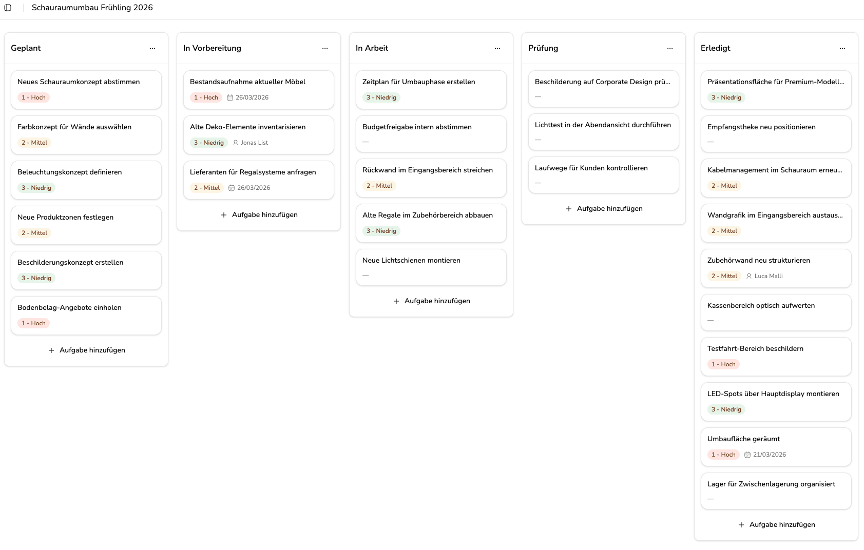 Aufgabenliste